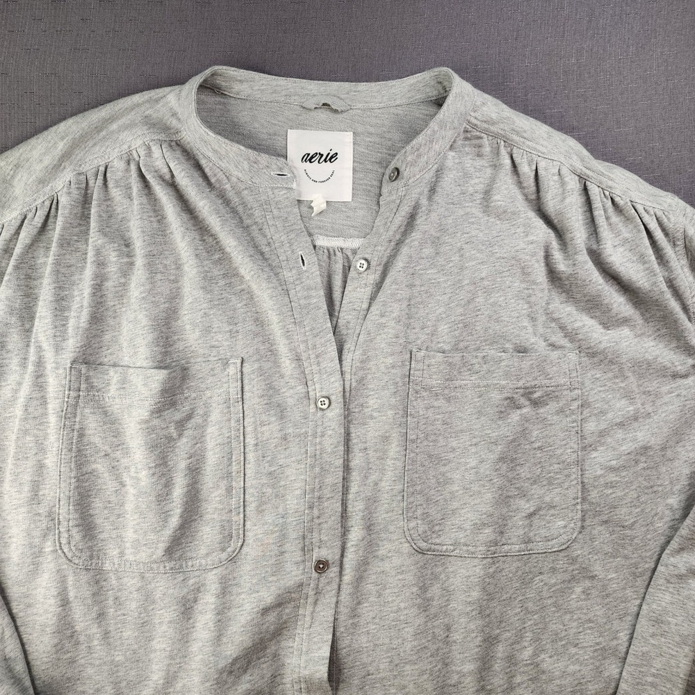 Aerie Adaptive Cardigan Magnetic Snaps Oversized XL Grey Heather Cozy Knit Top - Picture 2 of 14